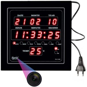 WiFi Digital Clock HD Spy Camera, DVR & WiFi Remote View Secret Camera for Home Security 32GB inbuilt Memory Motion Activated Small Hidden Camera & Discreet Surveillance